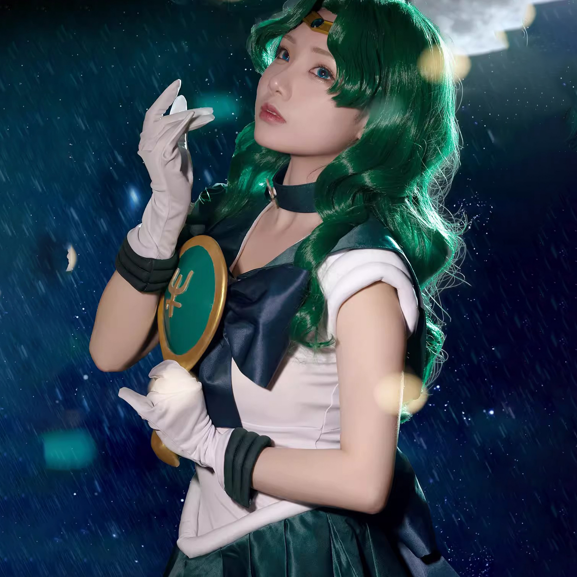 Sailor Moon Michiru Kaiou Cosplay Costume Full Set – Neptune Green Dress SM004 party X party