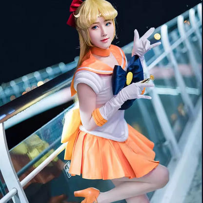 Sailor Moon Minako Aino Cosplay Costume Full Set – Venus Orange Dress SM006 party X party
