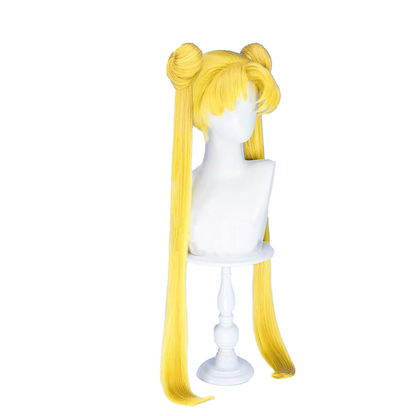 Sailor Moon Usagi Tsukino Cosplay Wig – Long Blonde Twin Tail (Non-Removable Ponytail) SM011 party X party