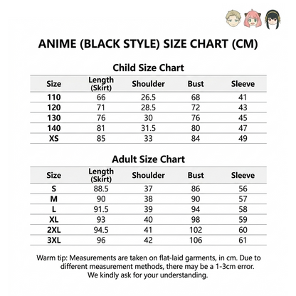 Spy x Family Anya Cosplay Dress – Classic Black Outfit with Accessories SF005 party X party