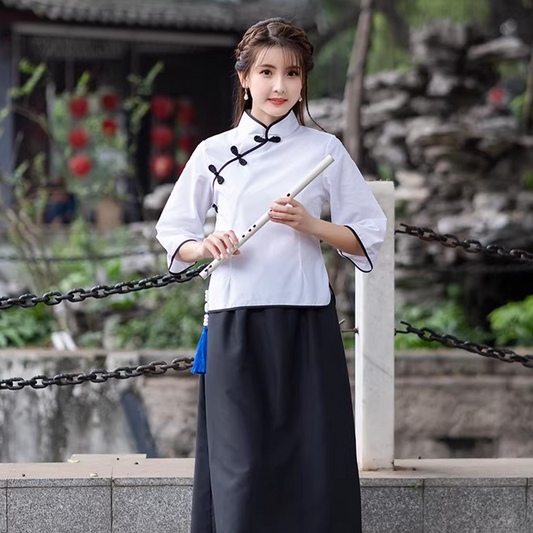 Chinese Republic-Era Student Outfit | May Fourth Youth Costume for Women & Children | Men’s Zhongshan Suit Stage Performance Set C067 party X party