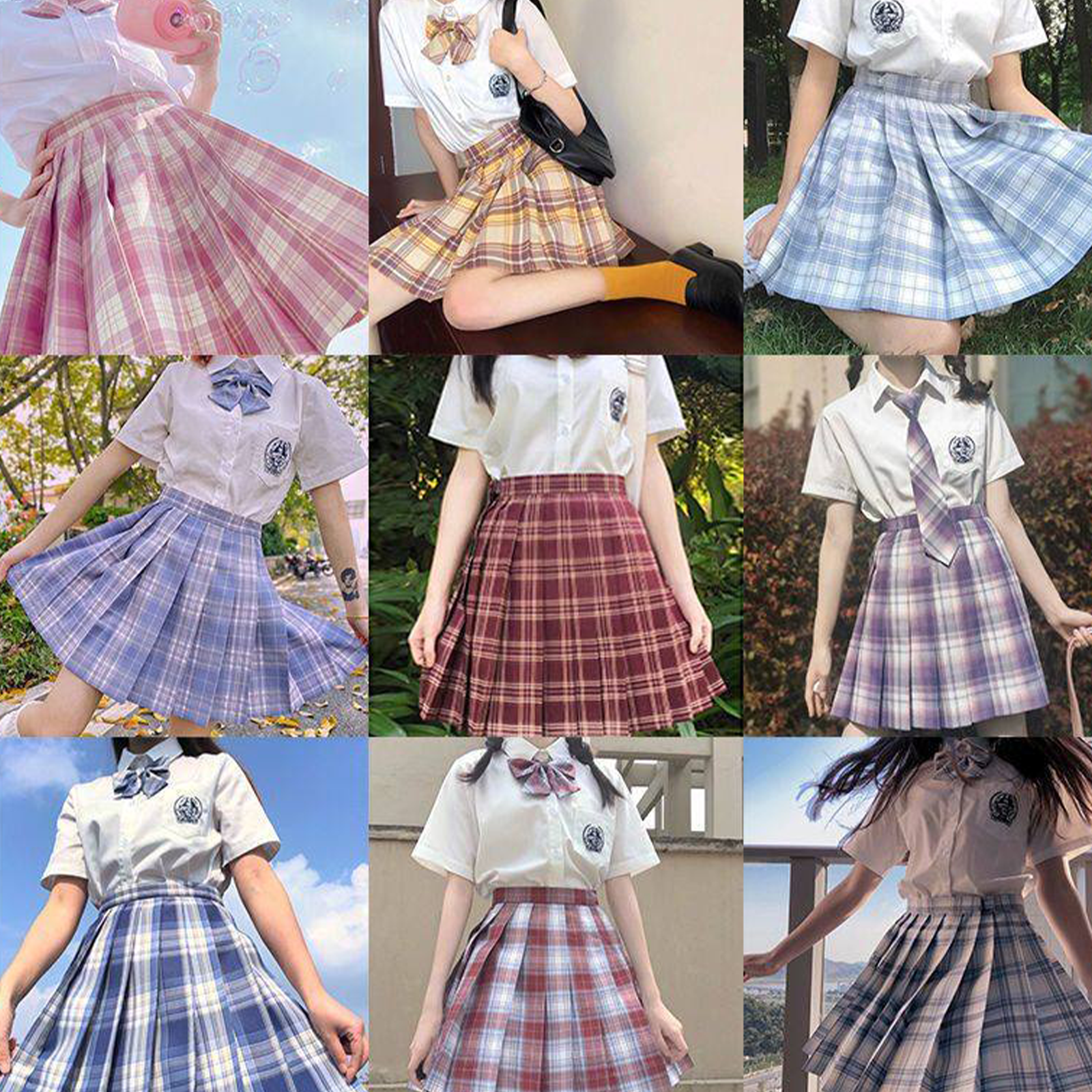 Japanese Academy JK Uniform | Short-Sleeve Shirt & Plaid Pleated Skirt | Esports Girl & Student School Uniform Full Set C051 party X party