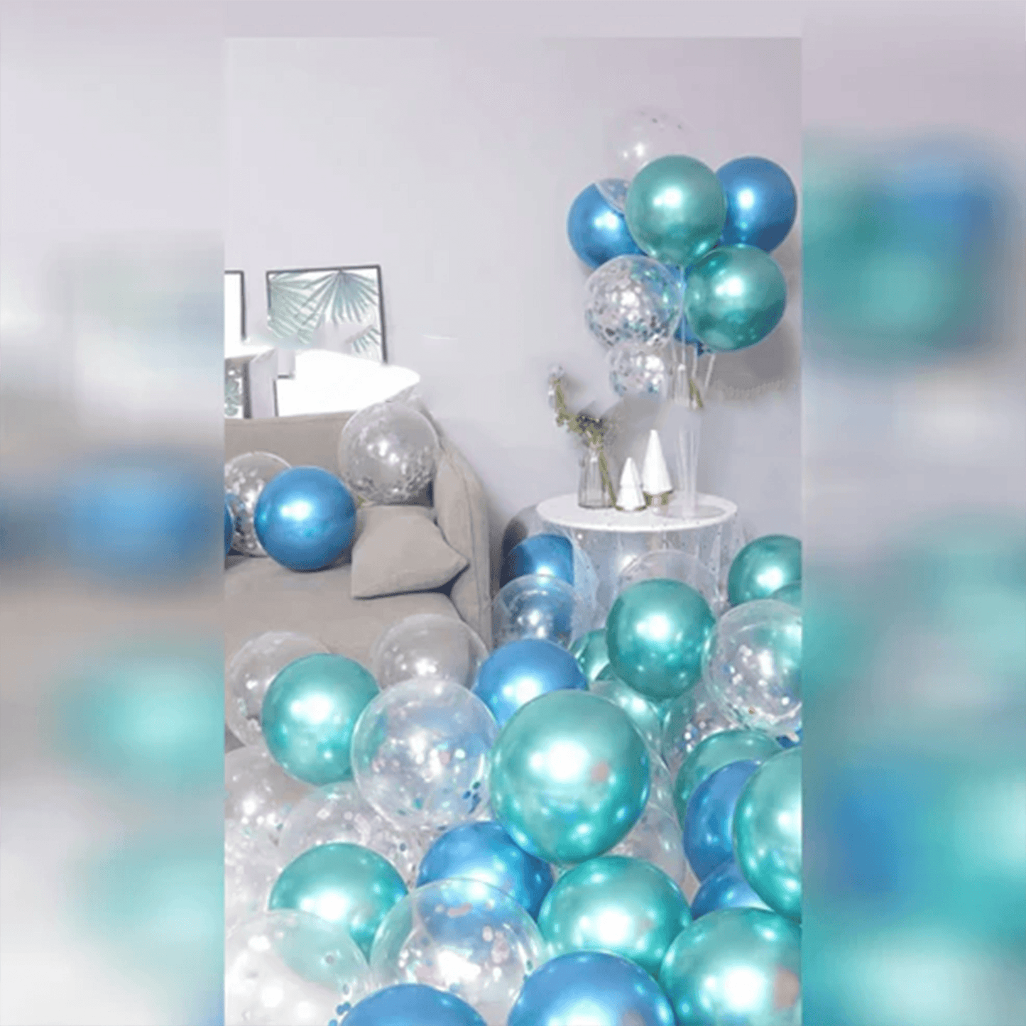 Metallic balloons Birthday balloon decorations Metallic green and blue combination Balloon combination – B005-B015 - party X party