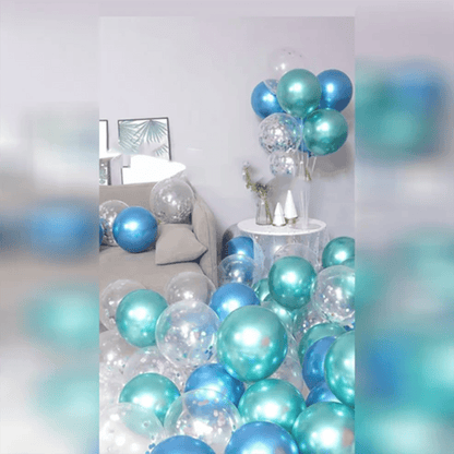 Metallic balloons Birthday balloon decorations Metallic green and blue combination Balloon combination – B005-B015 - party X party