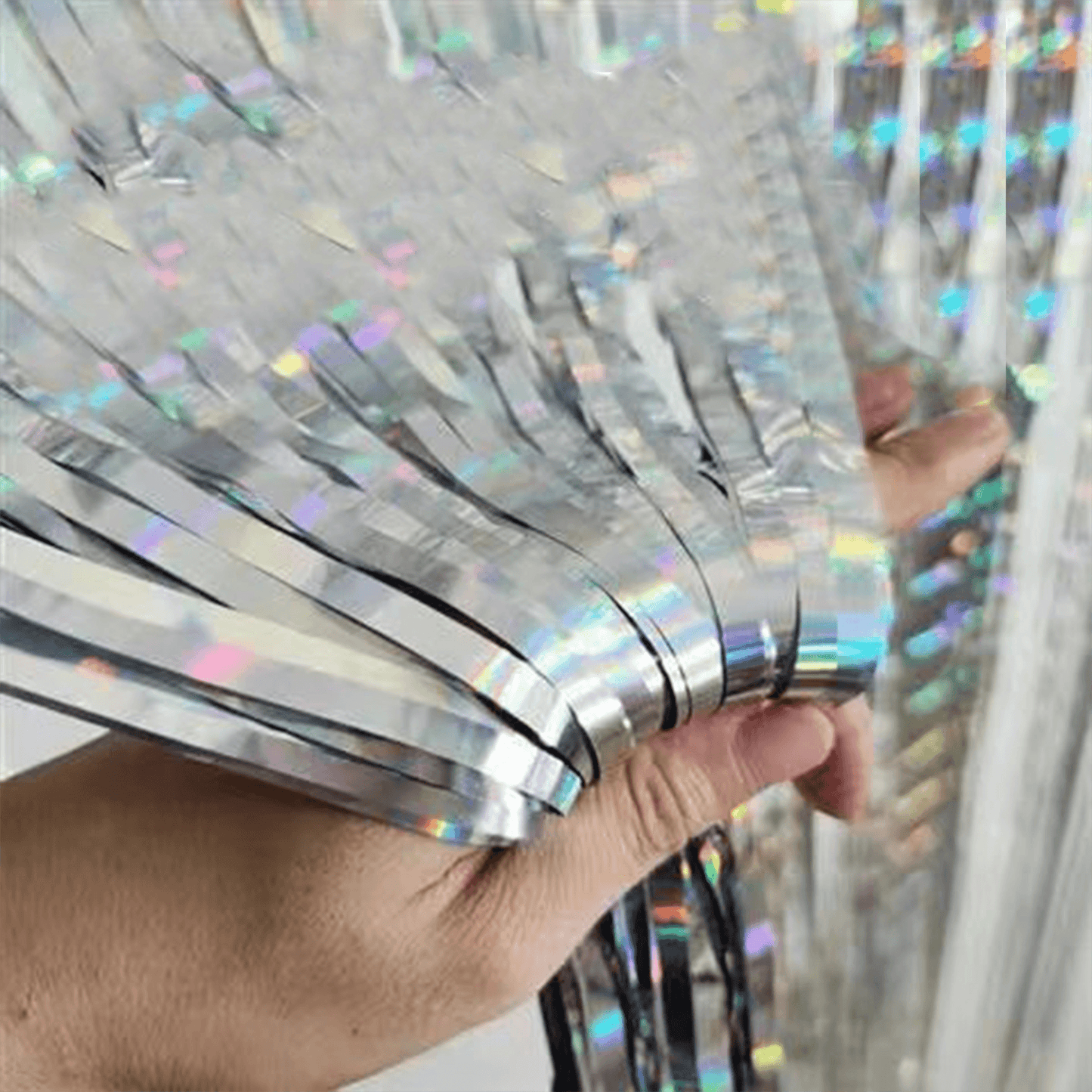 Silver Fringe Curtain Party Decoration – B151-S | Sparkling Backdrop for Events & Celebrations - party X party