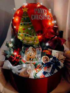 🎄聖誕套裝 -平安夜款氣球組合--精美金箔酒、水果禮盒🎄 -0010