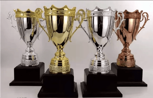 Engravable Metal Trophy | Creative Commemorative Award in Three Colors – TR-1570 - party X party