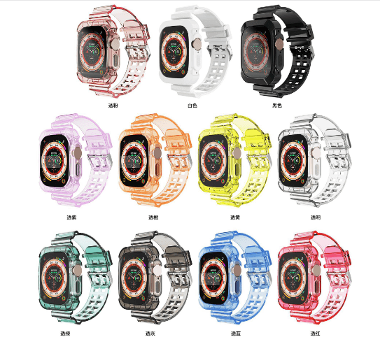 Applicable to iWatch10 glacier one-piece strap tpu transparent watch strap case one-piece apple strap – SW-10 - party X party