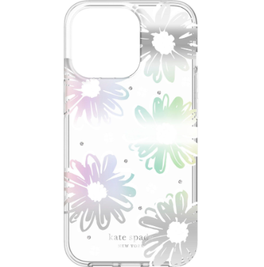 kate spade New York - iPhone 13 Pro iPhone 13 Pro Max Hard Shell Protective Case - Daisy Rainbow Foil White Clear Gemstone – LP-089