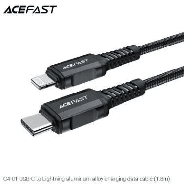 ACEFAST - C4-01 USB-C to Lightning 1.8M Aluminum Charging Cable-Black LP-231 - party X party