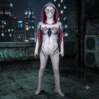 White Widow Spider-Man Kids Cosplay Bodysuit – Jami Tyndall Inspired Superhero Costume | MTJ309 party X party