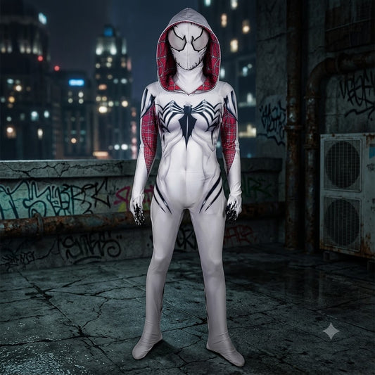 White Widow Spider-Man Kids Cosplay Bodysuit – Jami Tyndall Inspired Superhero Costume | MTJ309 party X party