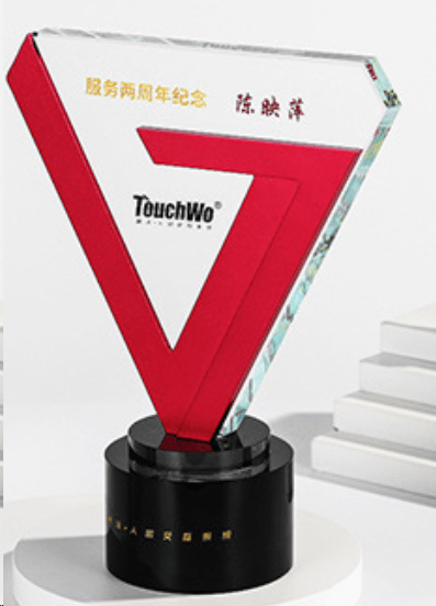 Crystal trophy, triangular trophy, fixed size, customizable color, engraving – TR-475 - party X party