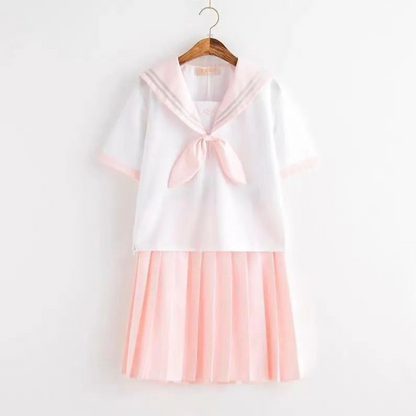 Kansai Style Sailor Uniform Set | Two-Line Mint Pink Soft-Girl JK Outfit | Japanese Academy Performance Uniform C023 party X party