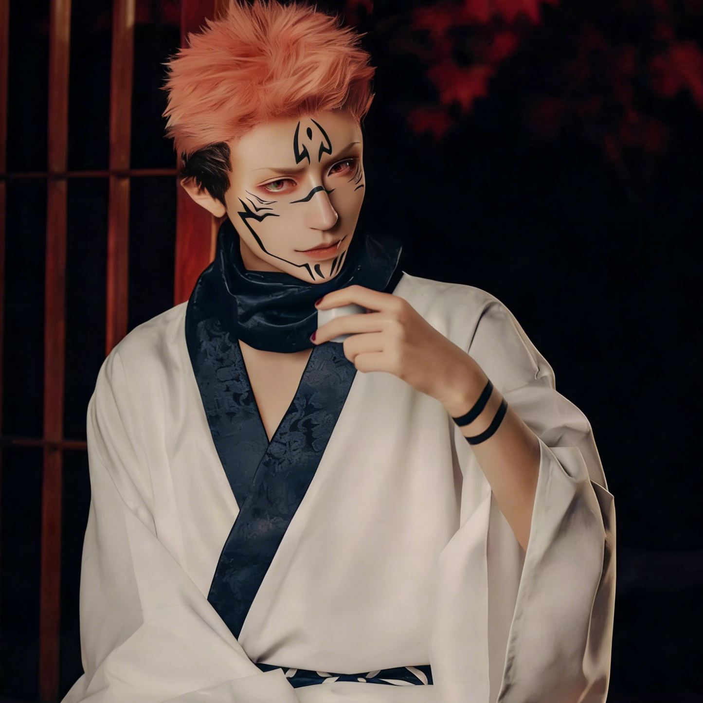 Jujutsu Kaisen Cosplay Costumes - Ryomen Sukuna [Outfit + Wig] [Includes Pants] J021 party X party