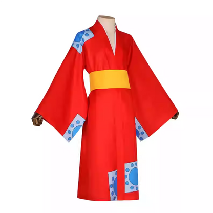 One Piece Wano Country – Monkey D. Luffy Long Robe Cosplay Costume – Halloween Kids & Adult Role-Play Outfit 0022 party X party