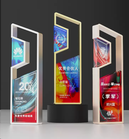 Crystal Trophy Creative Trophy Customizable Color Three Metal Colors Available – TR-635