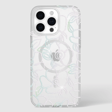 kate spade New York - Protective Hard Case for iPhone 15 Pro Max MagSafe Case - Silver Floral-Glitter KS052638 – LP-104 - party X party