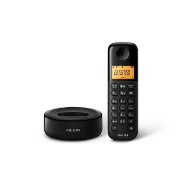Philips D1601B/90 Cordless Phone – Black LP‑122 | 10 h Talk, 1.6″ Amber Display & Non‑Slip Grip - party X party