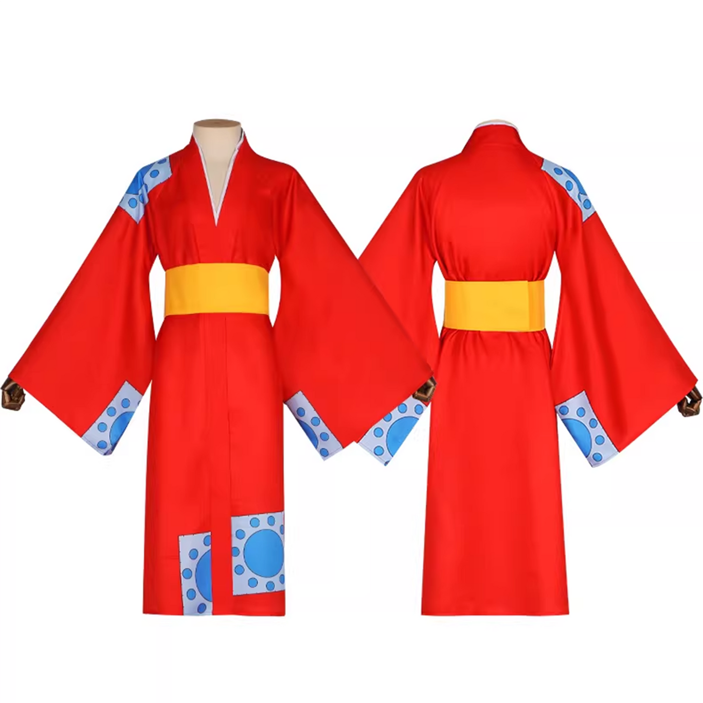 One Piece Wano Country – Monkey D. Luffy Long Robe Cosplay Costume – Halloween Kids & Adult Role-Play Outfit 0022