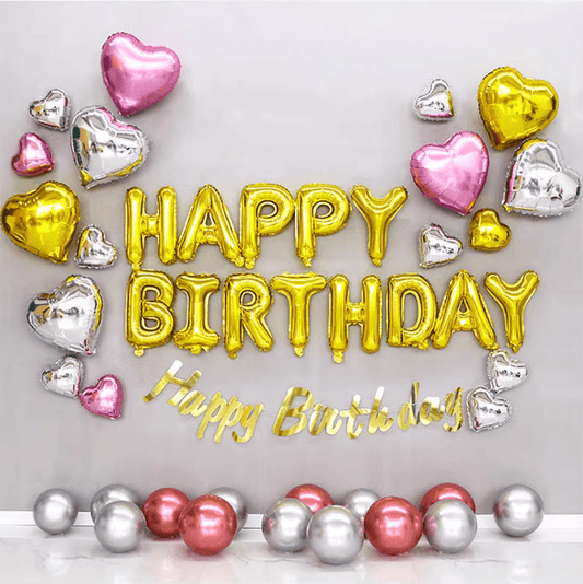 Metal Balloon Party PARTY Celebration Decoration Set (Gold Silver Rose Gold)--S165
