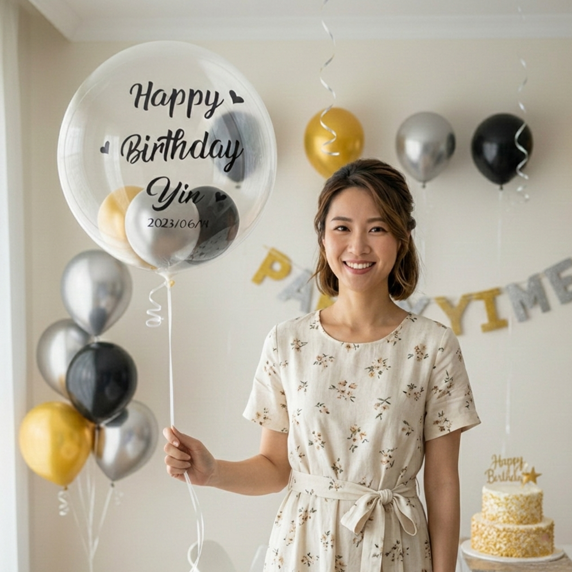 17″ Japanese Crystal Balloon(Custom Printed)  + Small Balloon Bundle – B134-1 party X party