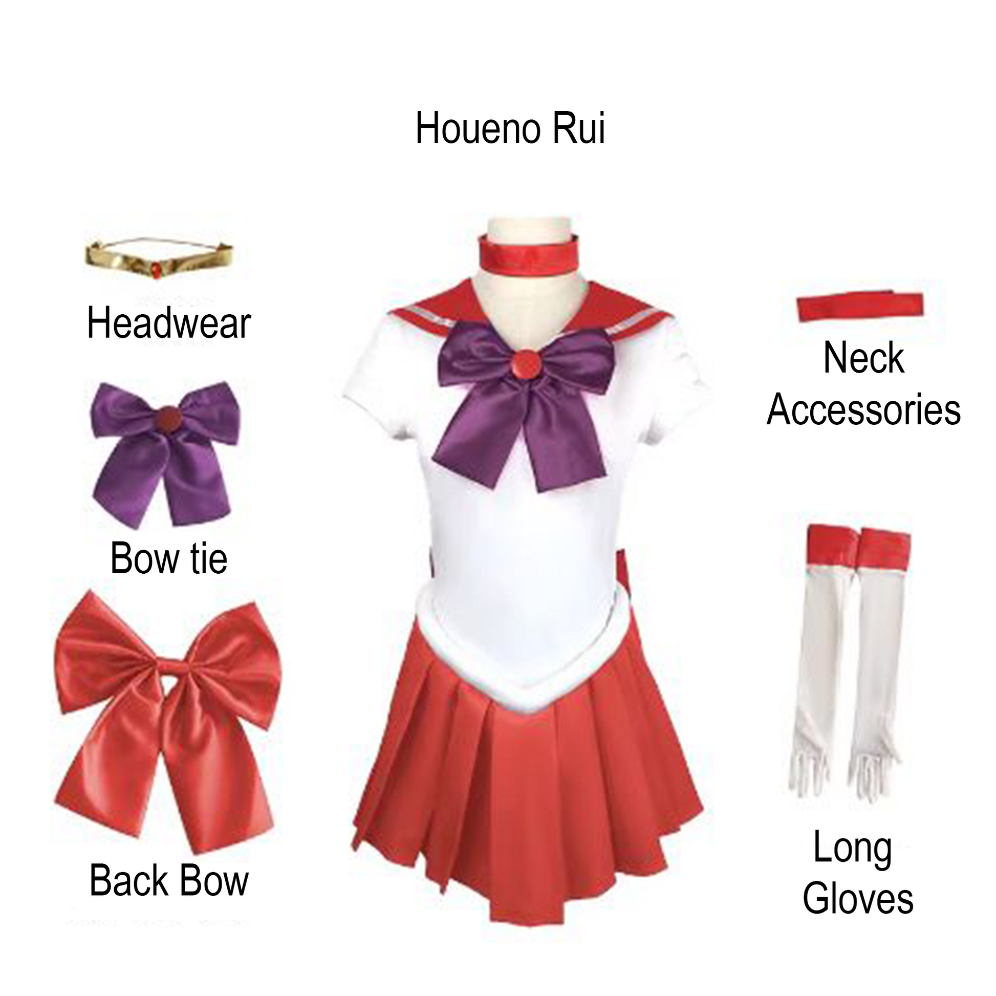 Sailor Moon Rei Hino Cosplay Costume Full Set – Mars Red Anime Dress SM003 party X party