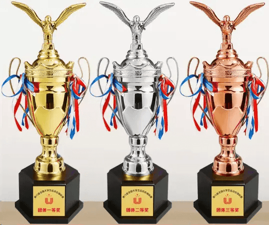 Engravable Metal Trophy | Creative Commemorative Award in Three Colors & Selectable Sizes – TR-1530 - party X party