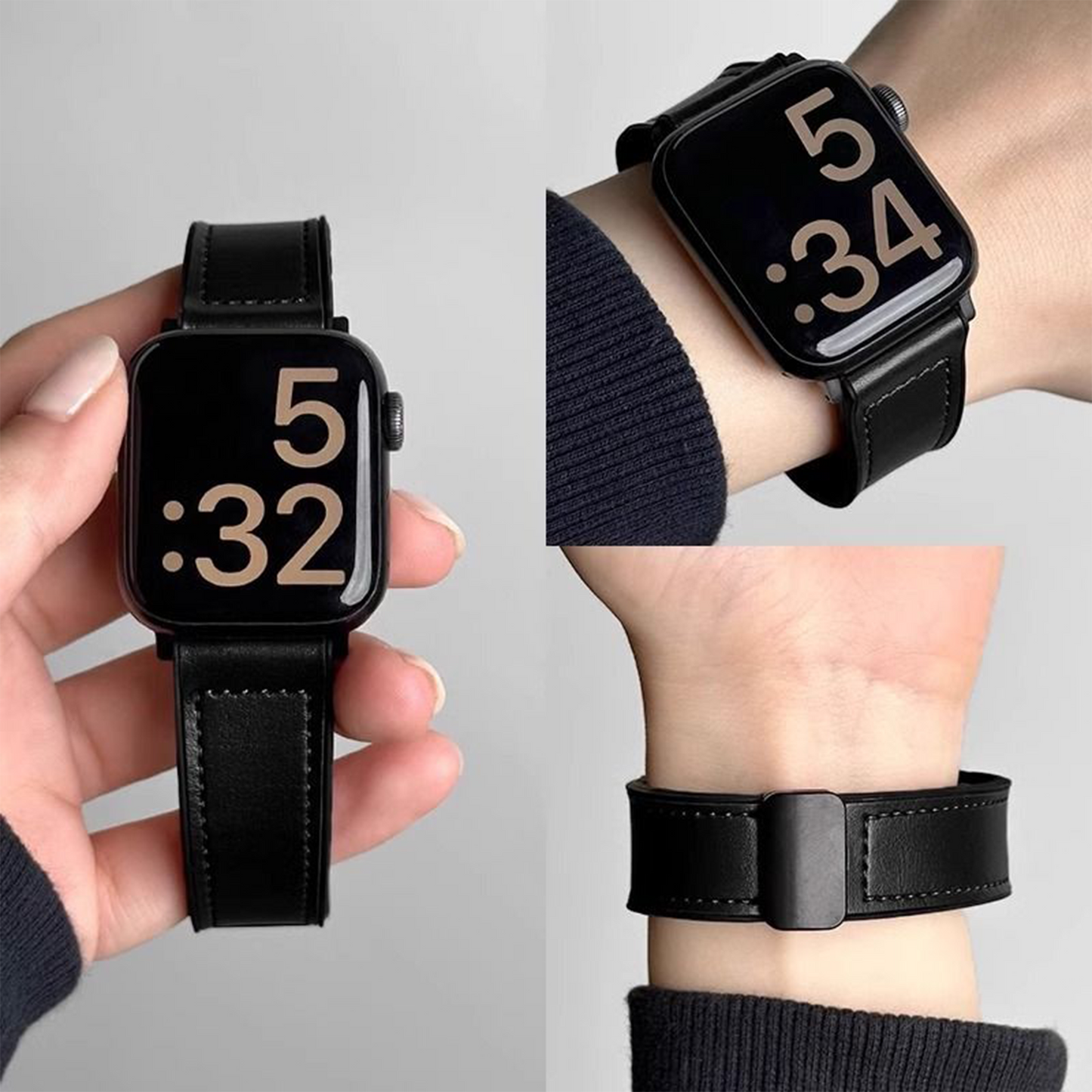Apple Watch Crazy Horse Leather-Texture Magnetic Strap – For iWatch S10 SW-16 party X party