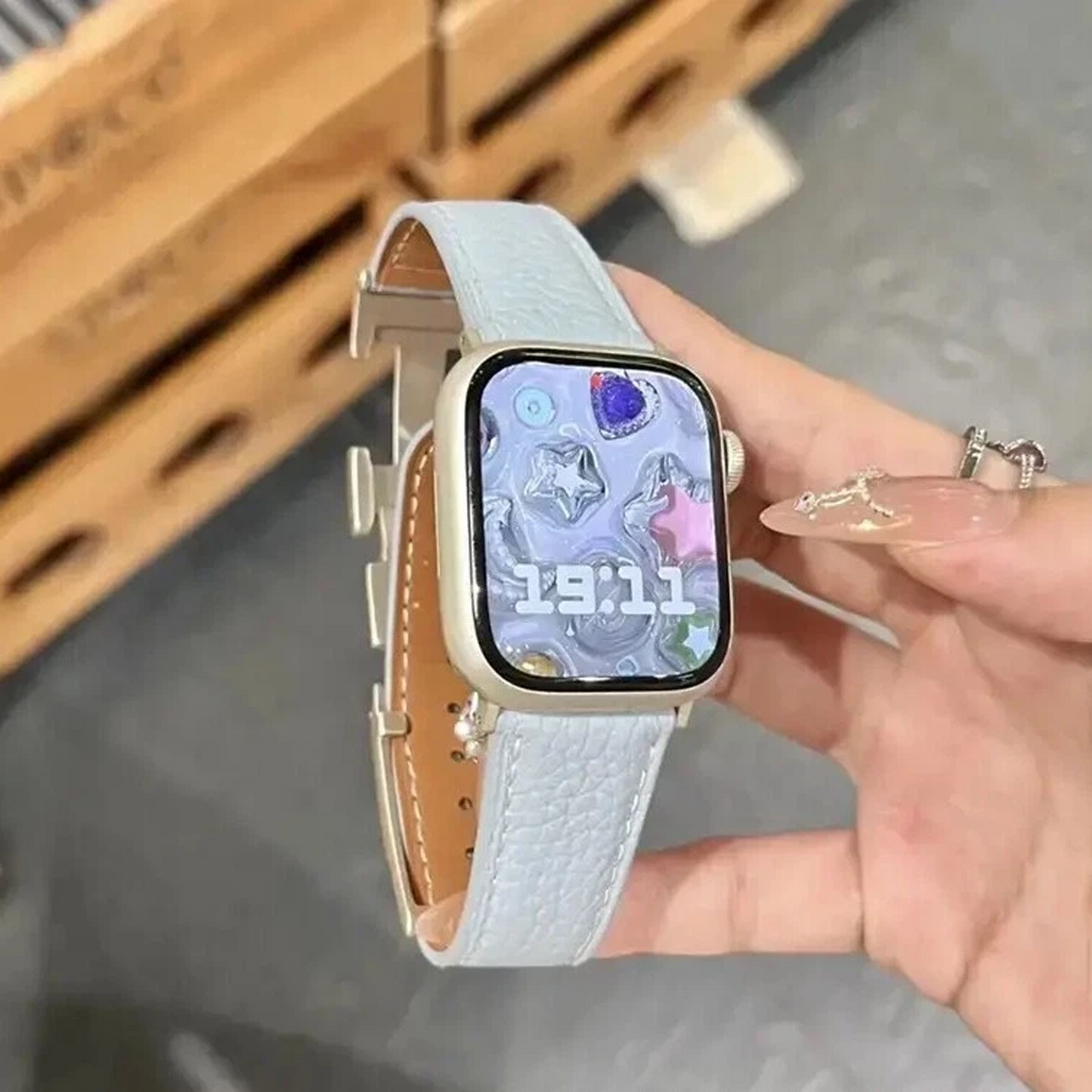 Cross-Border INS Style – Apple Watch Litchi Grain Leather Strap SW-21 party X party