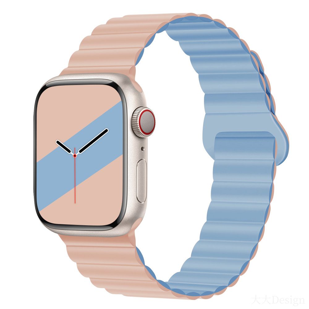 Applicable to Apple watch straps 1-10 generations Apple iwatch9S10 second generation two-color buckle silicone magnetic watch strap – SW-03 party X party