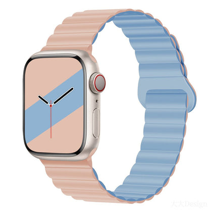 Applicable to Apple watch straps 1-10 generations Apple iwatch9S10 second generation two-color buckle silicone magnetic watch strap – SW-03 party X party