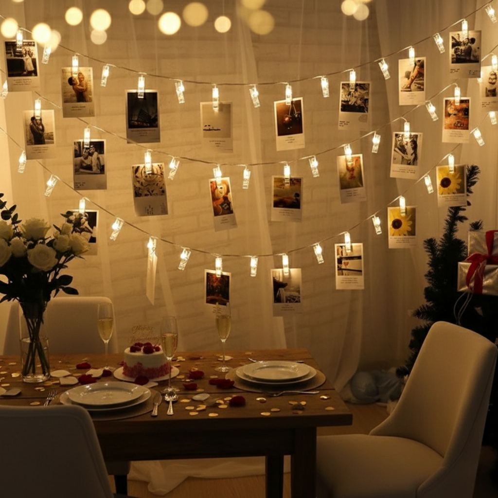 Warm White Clip Light Strip for Couple Proposals and Anniversary Decorations - B019