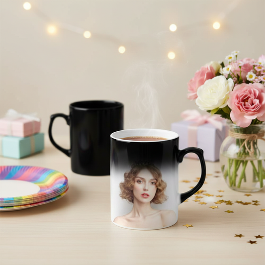 Heat-Sensitive Color-Changing Portable Mug/Cup, Custom Photo DIY Personalized Birthday Gift
