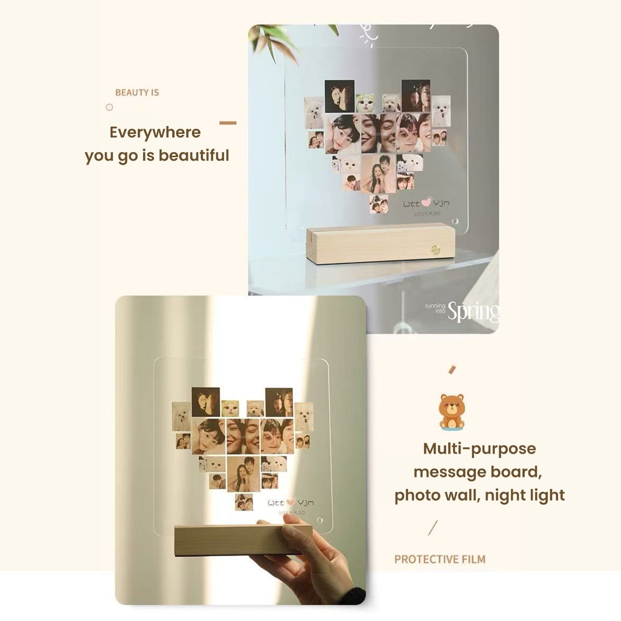 Acrylic Anniversary Couple Gift Custom Photo Ornament — Heart Puzzle Design -- D-15 party X party