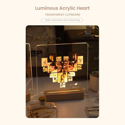 Acrylic Anniversary Couple Gift Custom Photo Ornament — Heart Puzzle Design -- D-15 party X party