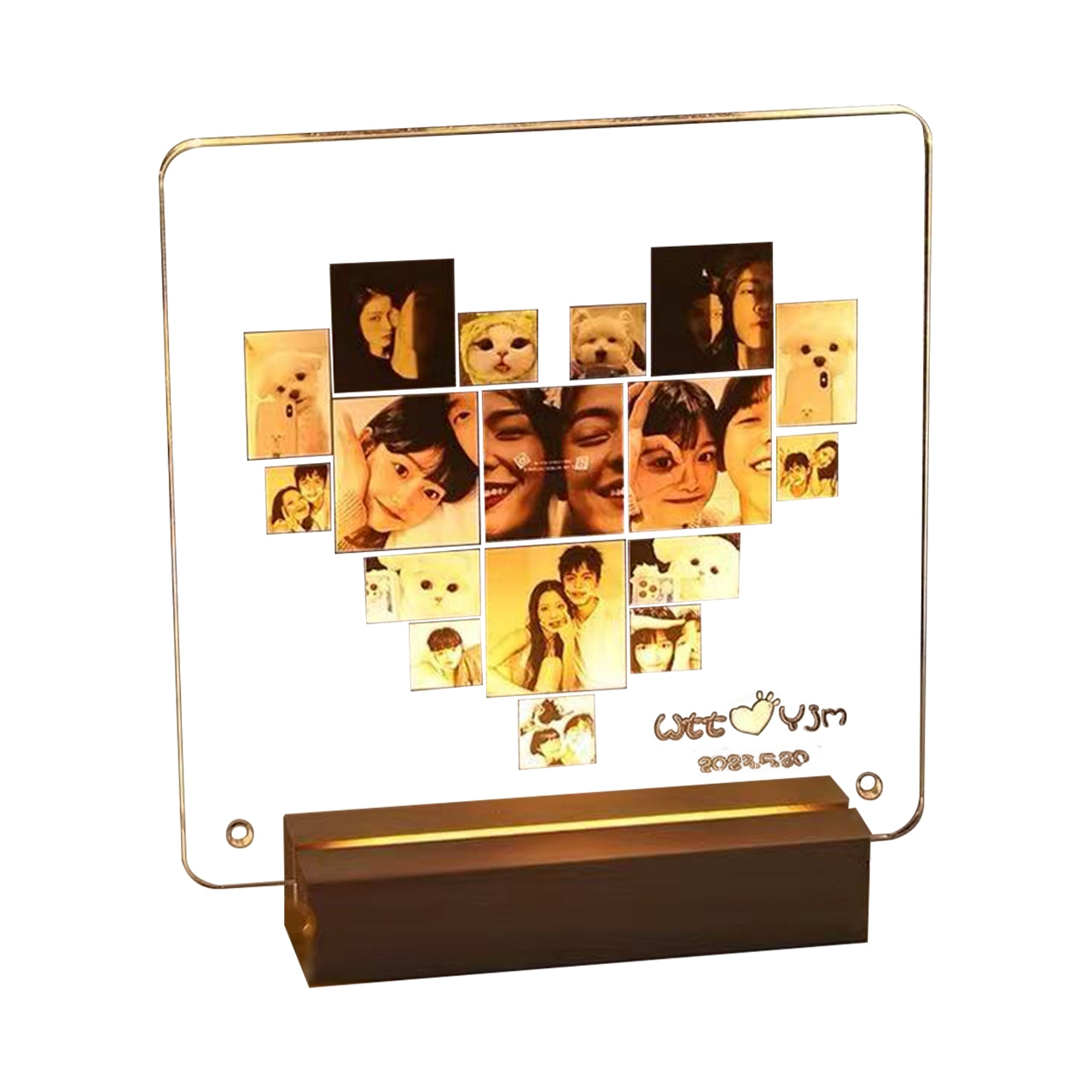 Acrylic Anniversary Couple Gift Custom Photo Ornament — Heart Puzzle Design -- D-15 party X party