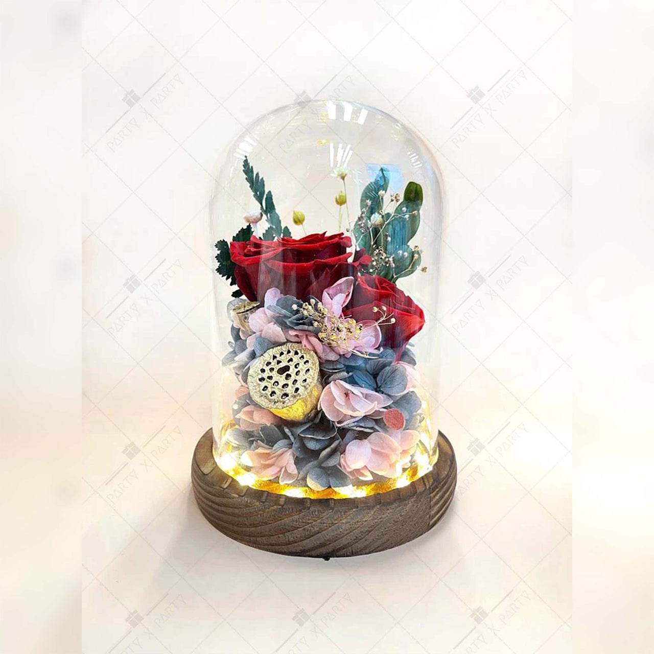 Eternal Red Flower Arrangement – Anniversary, Birthday, Proposal Gift Display – F05 - party X party
