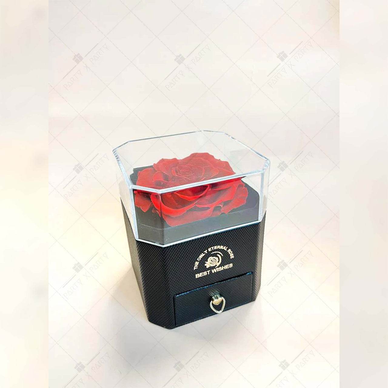 Eternal Red Flower Box – Anniversary, Birthday, Proposal Gift Display – F04-RD - party X party