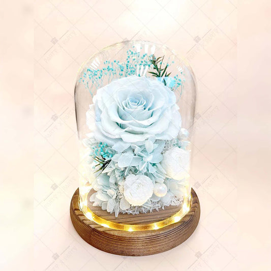 💕永生花玫瑰花擺設(粉藍)🌹紀念日 生日 求婚裝飾禮物擺設--F12