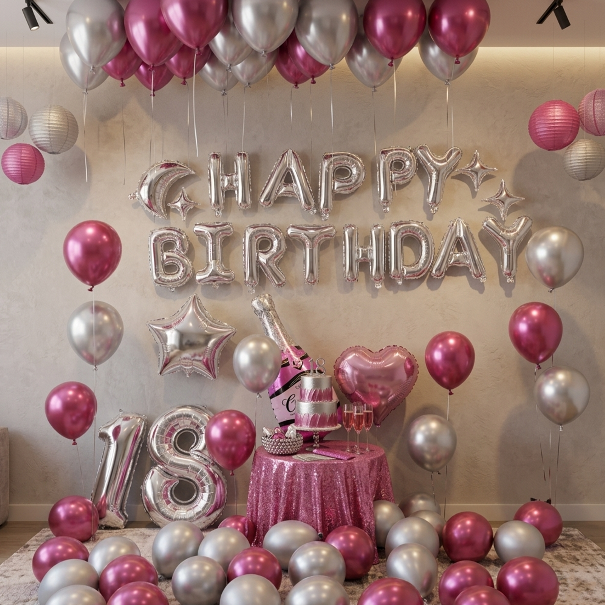 Metallic Red and Silver Balloon Set for Party Decoration – S003 party X party