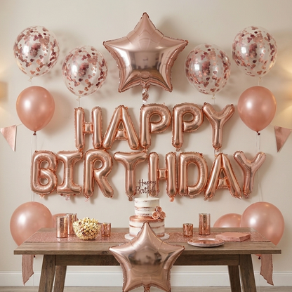 Sequin Balloon Party Decoration Birthday Set in Rose Gold - Rose Gold Sequin Balloon Party Set S005 party X party
