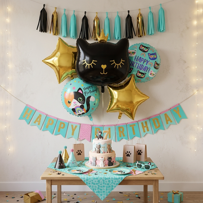 Party balloons cartoon crown black cat balloon decoration balloon combination--S102 party X party