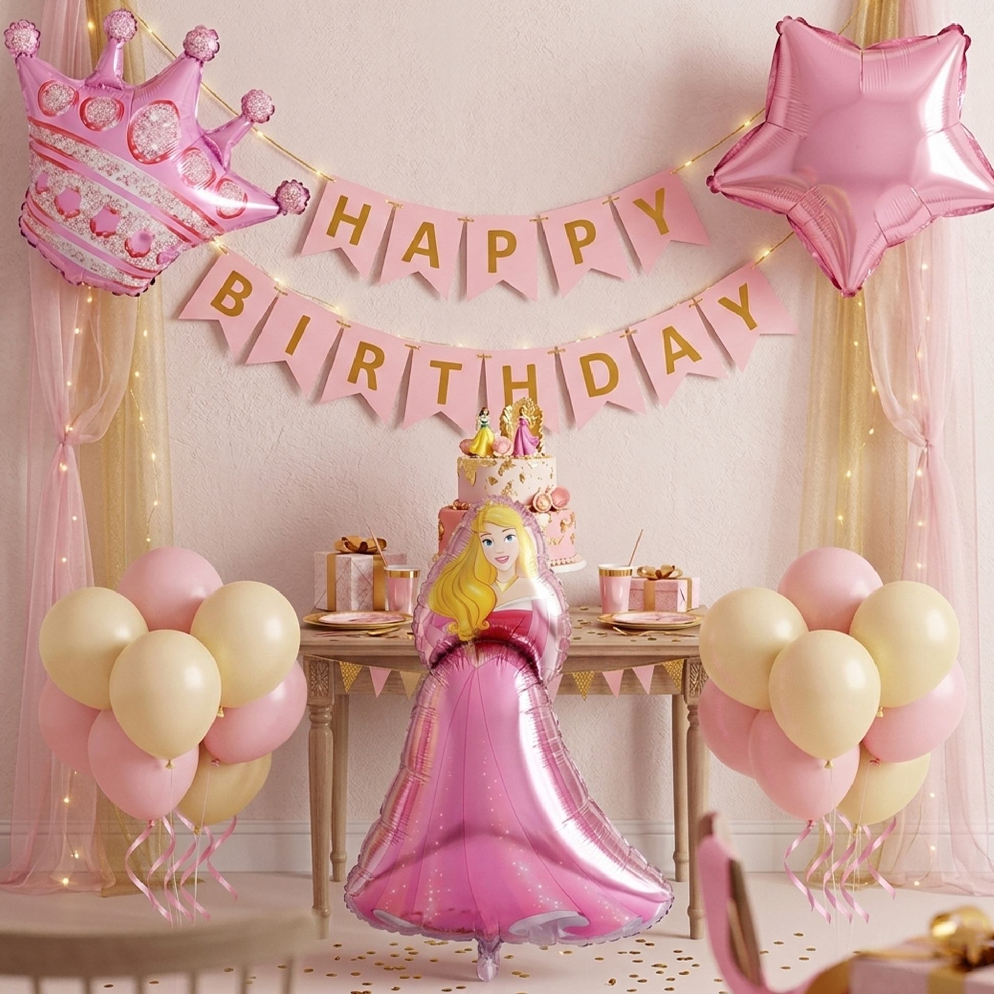Princess Series Birthday Balloon Party Decoration- Flag Set -S126 party X party