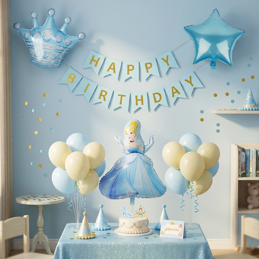 Birthday Balloon Decoration Party Set - Princess Series Happy Birthday Flag S125 party X party