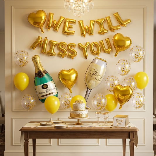 WE WILL MISS YOU Retirement Graduation Farewell Balloons Set (Gold) - S141 party X party