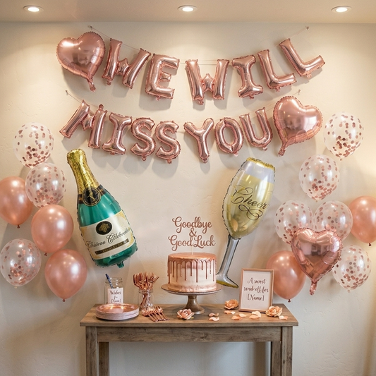 WE WILL MISS YOU Retirement Graduation Farewell Balloon Set (Rose Gold)-S142 party X party