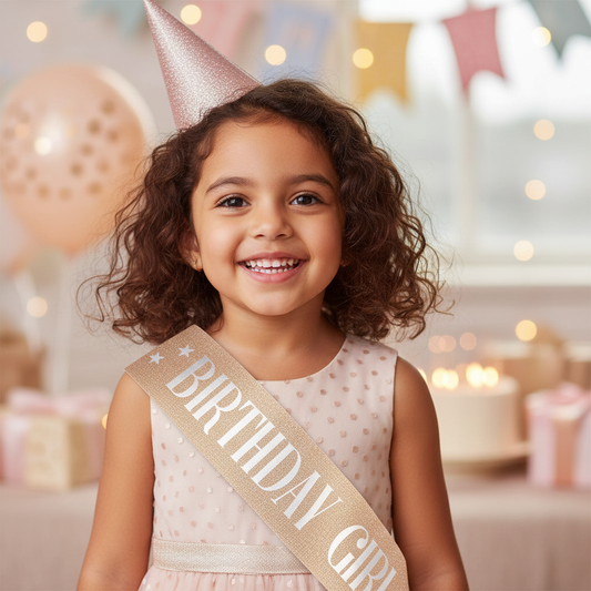 BIRTHDAY GIRL Shoulder Sash Star Gold or Silver Options – A023