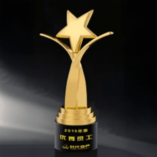 Metal Trophy Five-pointed Star Trophy Creative Trophy Fixed Color Fixed Size Can Be Engraved – TR-1365 - party X party