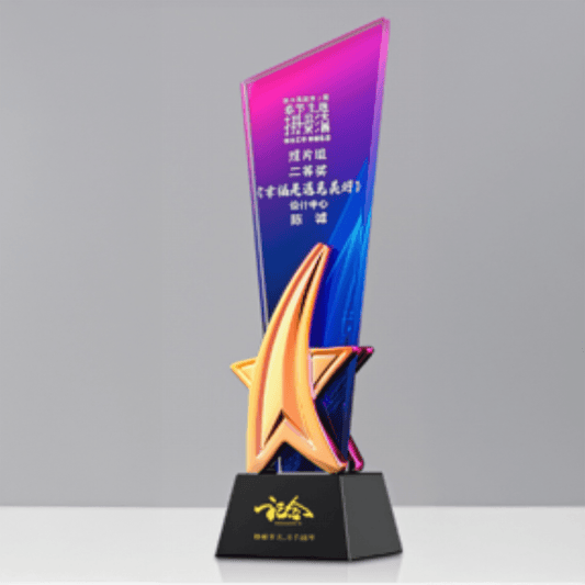 Metal Five-pointed Star Trophy Colored Crystal Trophy-TR145 - party X party